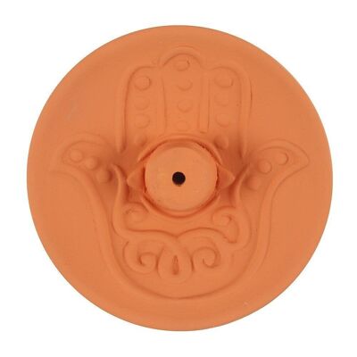 Piatto di incenso in terracotta Hamsa