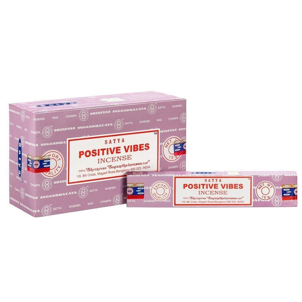 Set mit 12 Packungen Positive Vibes Räucherstäbchen von Satya
