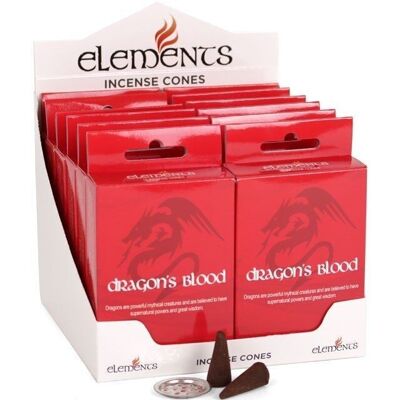 Set di 12 pacchetti di coni di incenso Elements Dragon's Blood
