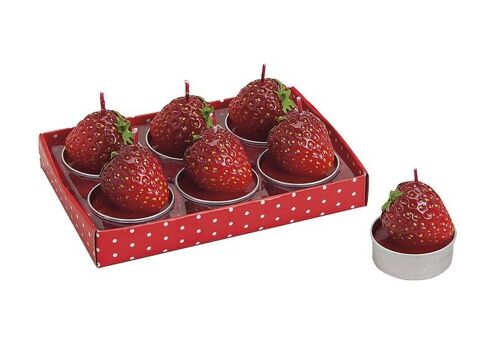 Teelicht-Set Erdbeere, 6-teilig, B4 x T3 cm