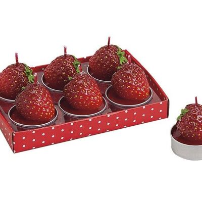 Tealight set strawberry, 6 pieces, W4 x D3 cm