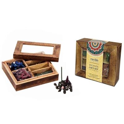 Set de regalo de incienso de mandala en caja de regalo de madera