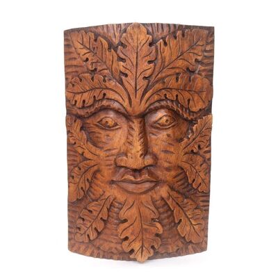 Decorazione Green Man in legno di acacia naturale