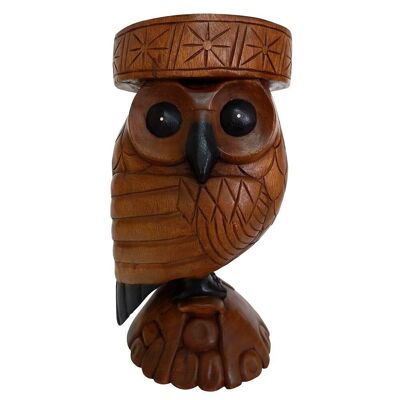 Tabouret Hibou Sculpté En Bois