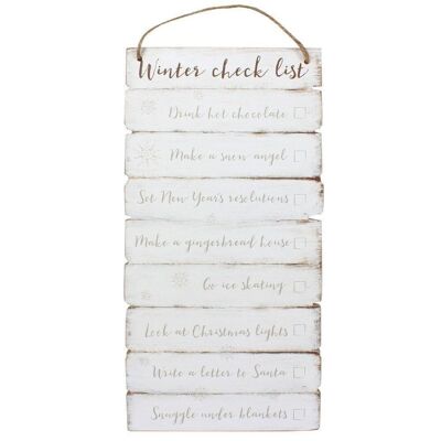 Lista di controllo invernale Cartello da parete in legno