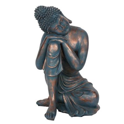 Buda azul con las manos en las rodillas