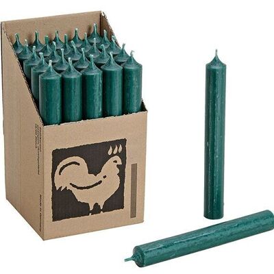 Taper candle dark green, solid-colored Ø 2x18 cm