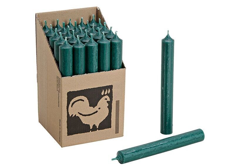 Candela conica, verde scuro, tinta unita, Ø 2x18 cm, durata ca. 8 ore