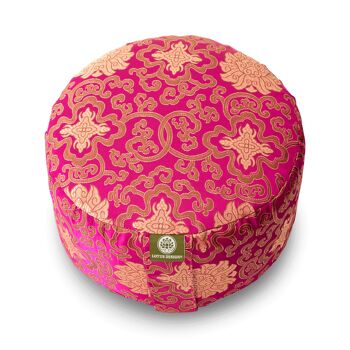 Coussin de méditation brocard, hauteur 15cm, rose 2