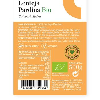 Lentilles Séchées Bio Pardine 500g 2