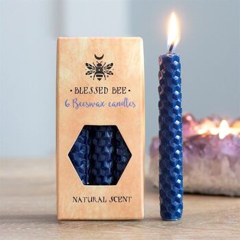 Ensemble de 6 bougies magiques en cire d'abeille bleue 5
