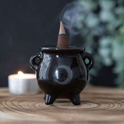 Räucherstäbchenhalter Mystical Moon Cauldron aus Keramik