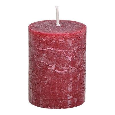 Pillar candle made of wax, Bordeaux red, (W/H/D) 6.8x9x6.8 cm