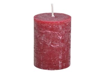 Bougie pilier en cire, rouge bordeaux, (L/H/P) 6,8x9x6,8 cm