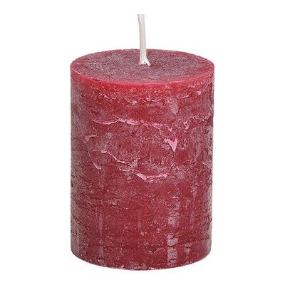 Bougie pilier en cire, rouge bordeaux, (L/H/P) 6,8x9x6,8 cm