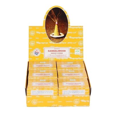 Set di 12 pacchetti di coni Dhoop in legno di sandalo di Satya