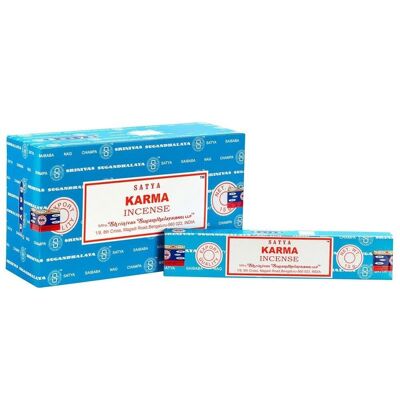 Set di 12 pacchetti di bastoncini di incenso Karma di Satya