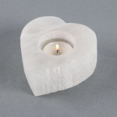 Porta tealight cuore di selenite