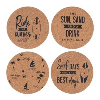 Ensemble de sous-verres en liège Surf's Up 1