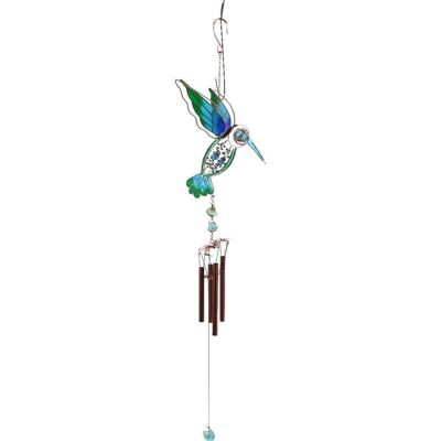 Campanella a vento colibrì blu/verde