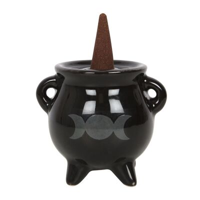 Triple Moon Cauldron Räucherstäbchenhalter aus Keramik