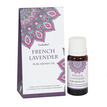 Goloka 10 ml d'huile parfumée à la lavande française Présentoir de 12 bouteilles