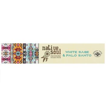 Native Soul White Sage & Palo Santo Bâtonnets d'Encens Présentoir de 12 Sachets