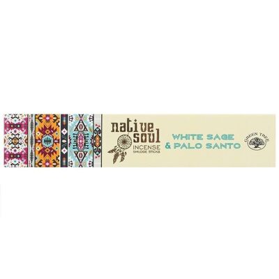 Native Soul White Sage & Palo Santo Incense Sticks Display of 12 Packets