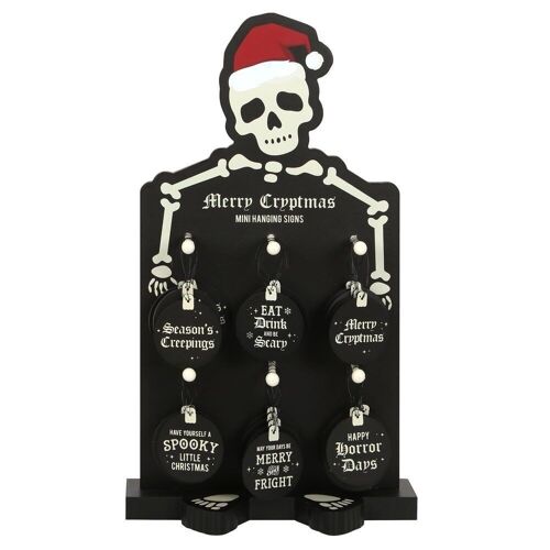 Merry Cryptmas Mini Hanging Signs Display