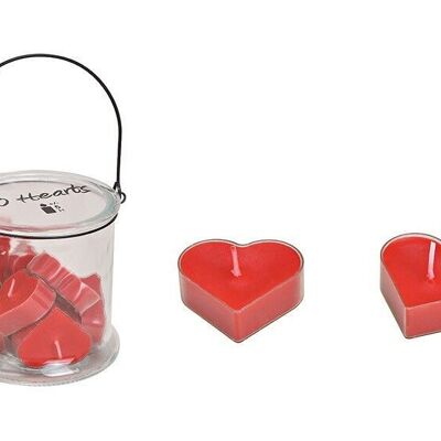 Linterna con 10 velas de té en forma de corazón 5.5cm rojo juego de 11, (An / Al / Pr) 13x13x13cm