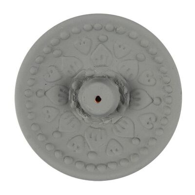 Grauer Mandala-Terrakotta-Räucherteller