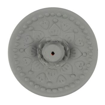 Plaque d'encens en terre cuite Mandala gris
