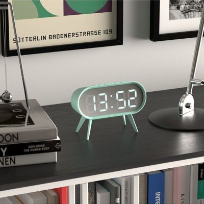 Digital Alarm Clock - Futuristic Design - LED - Weather - Blue - Cyborg - Newgate