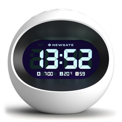Despertador digital - Pantalla LCD multifunción - Blanco - Centro de la Tierra - Newgate
