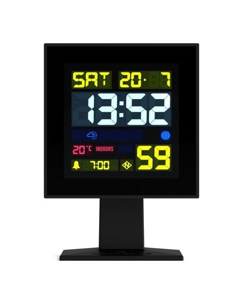 Réveil digital - Écran LCD multi-fonctions - Noir - Monolith - Newgate