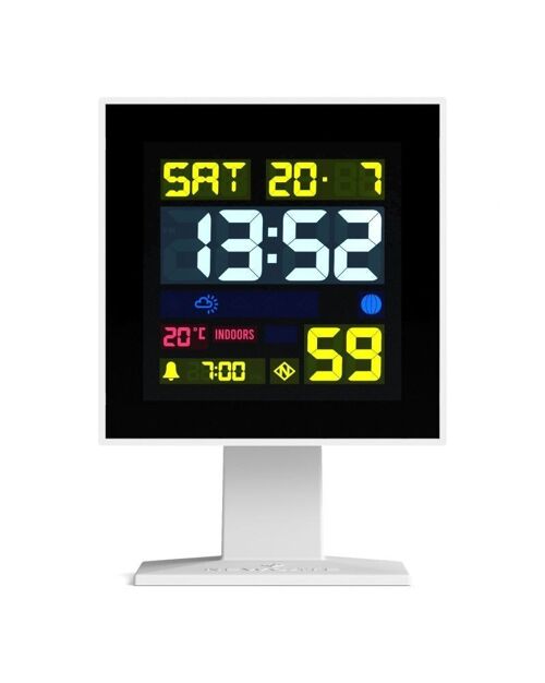 Réveil digital - Écran LCD multi-fonctions - Blanc - Monolith - Newgate