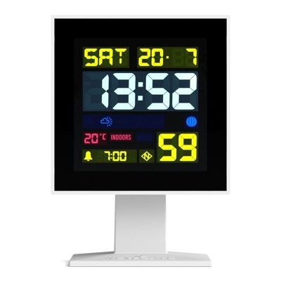 Despertador digital - Pantalla LCD multifunción - Blanco - Monolito - Newgate