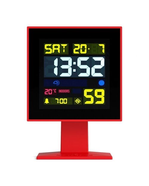Réveil digital - Écran LCD multi-fonctions - Rouge - Monolith - Newgate