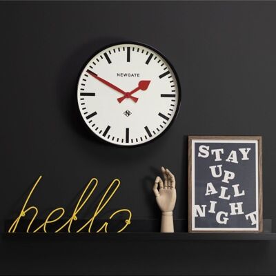Wall clock - Classic & Modern - Black with red needle - Putney - Newgate