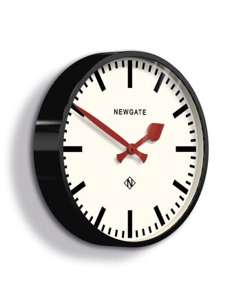 Horloge murale - Classique & Moderne - Noir avec aiguille rouge - Putney - Newgate 2