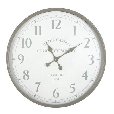 Horloge de jardin grise avec verre 60 cm