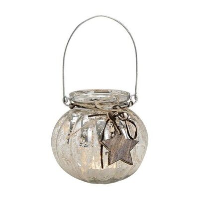 Lantern from Gals with wooden star pendant (W / H / D) 13x12x13cm