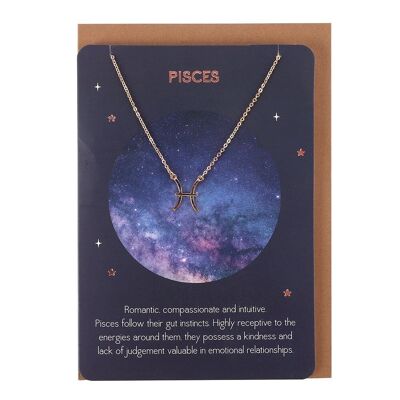 Tarjeta del collar del zodiaco de Piscis