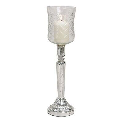 Kerzenhalter, Vase aus Glas Silber, klar (B/H/T) 11x42x11cm