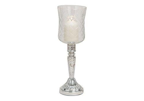 Kerzenhalter, Vase aus Glas Silber, klar (B/H/T) 11x35x11cm