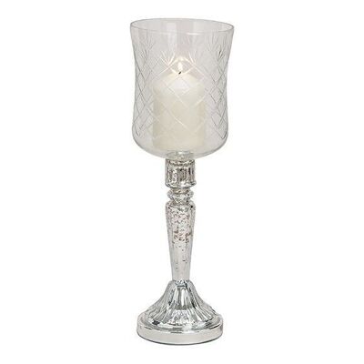 Kerzenhalter, Vase aus Glas Silber, klar (B/H/T) 11x35x11cm
