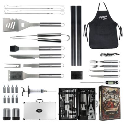 32-Piece Luxury BBQ Grill Accessories Set in Stainless Steel