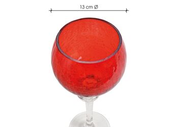 Set de lanternes calice craquelé rouge, 30, 35, 40cm x Ø13cm, en verre, lot de 3 3