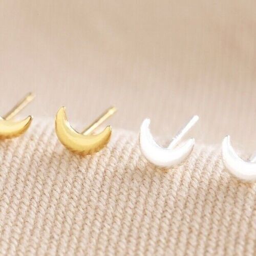 Tiny Crescent Moon Stud Earrings