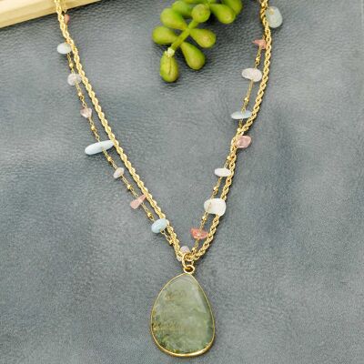 Conjunto de joyas de acero inoxidable y piedras naturales